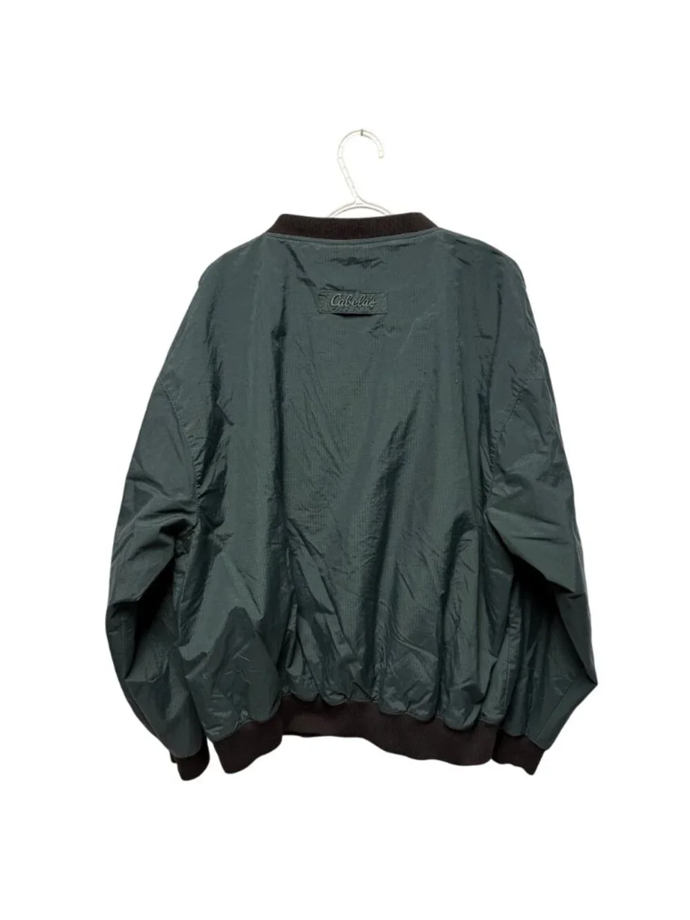 Cabelas Mens XL Green Nylon V Neck Pullover Windbreaker Outdoor Jacket 920919
